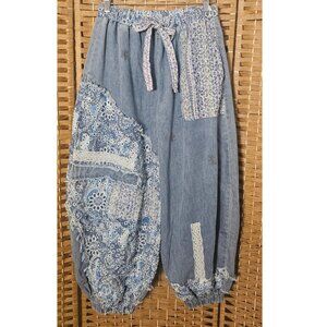 POL Patchwork Denim Jogger Pants Women's S NWOT